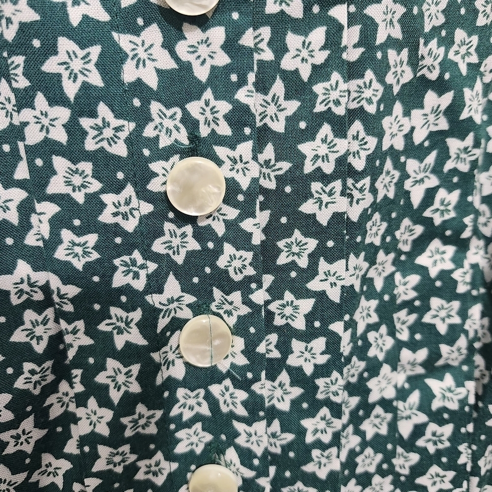 Kathie Lee Vintage Long Sleeve Button Down Floral Midi Dress Size 8 Green - Picture 5 of 12